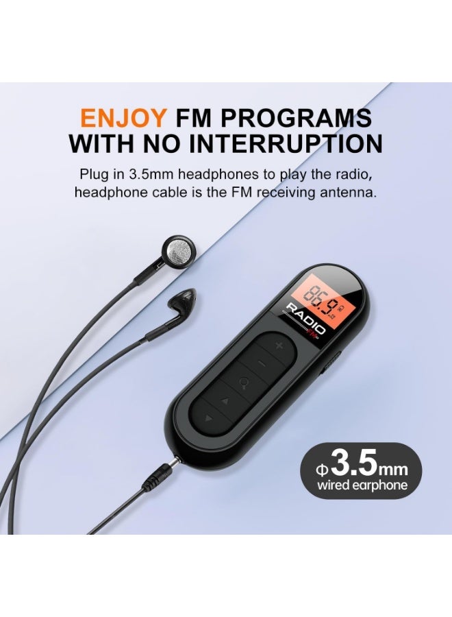 Portable Radio, Rechargeable Pocket Transistor Radio with Reception Digital Tuning, LCD Screen with Backlight,Belt Clip, Stereo Sound Earphone Jack for Gym, Jogging, Walking, Camping - Image 5