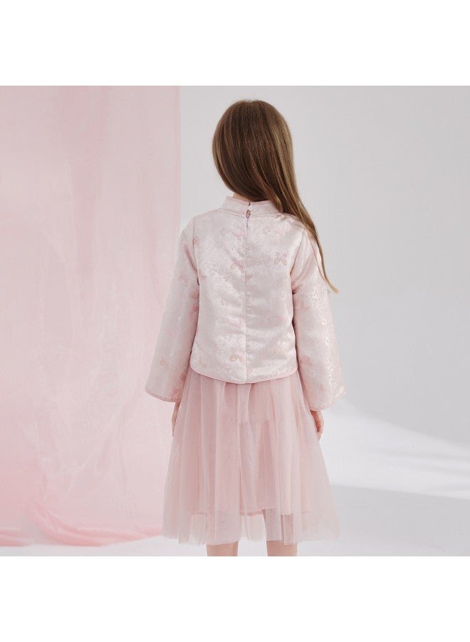 DEESHA Golden Butterfly Jacquard Brocade New Chinese-style Set】girls' Spring/autumn Outfit For Older Kids, Two-piece Children's Ensemble - Image 4