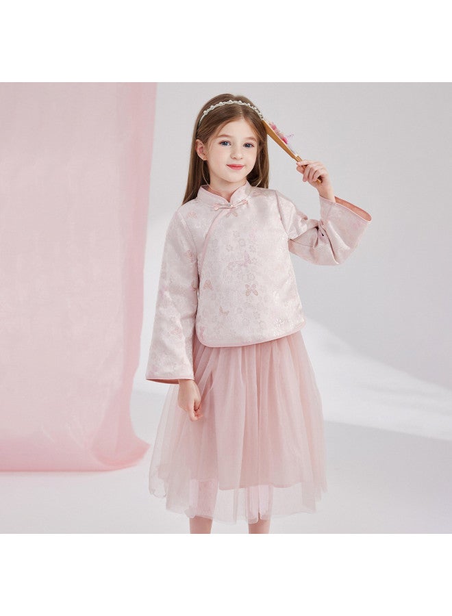 DEESHA Golden Butterfly Jacquard Brocade New Chinese-style Set】girls' Spring/autumn Outfit For Older Kids, Two-piece Children's Ensemble - Image 3