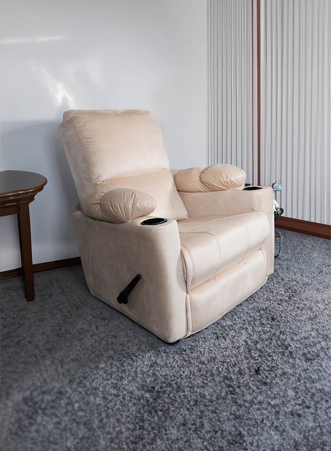 In-House Tyson | Cinematic Recliner Chair with Cups Holder - 82x75x107 cm - Dark Ivory - Image 1