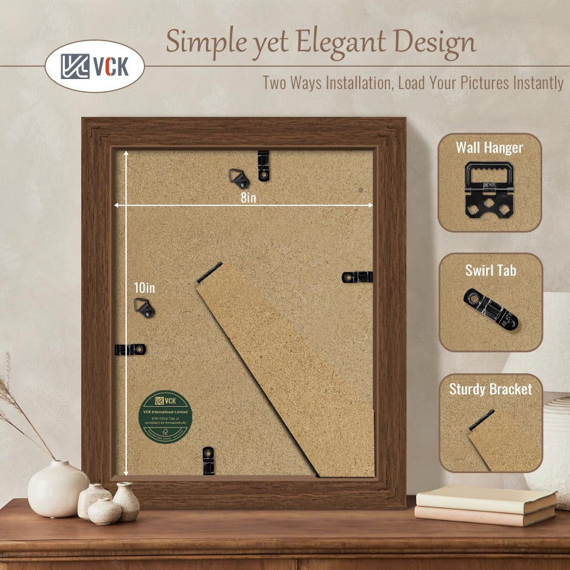 في سي كيه مجموعة إطار VCK 8x10 من 3 - إطار صورة خشب بني مع إطار معرض جدار الحبوب الخشبية الحصرية - Image 3