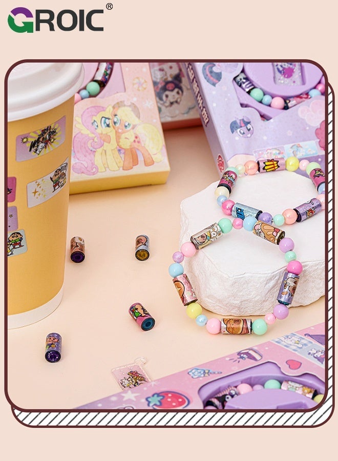 GROIC DIY Bracelets Sticker, Wearable Shareable Stickers with Sticker Book, DIY Jewelry Crafts for Girls, Gift for Girls, Mystery Reveal Sticki Rolls, Sticker String Fun DIY Bracelet and Necklace Making Kit - Image 1