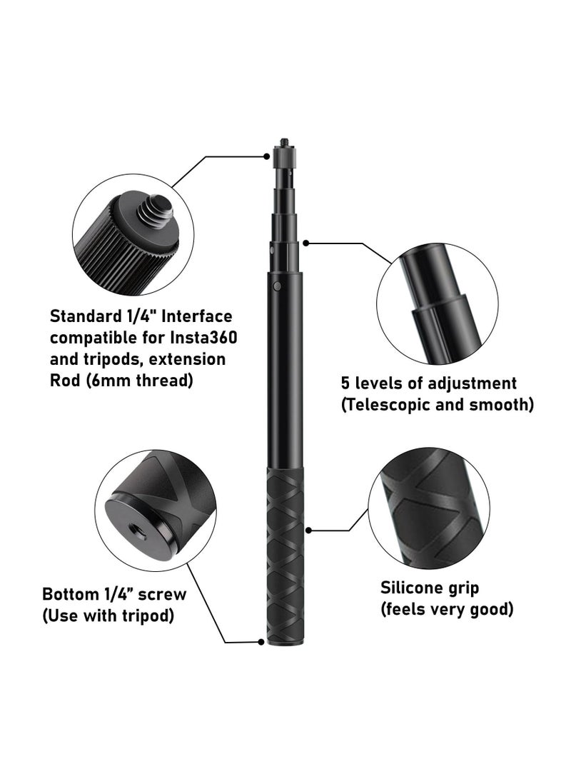 Captaintech Bullet Time Cord for Insta360 X3, 111cm / 43.7inch Invisible Selfie Stick Extended Cord Rotatable Handle for Insta360 X3/ GO 3/ ONE X2/  ONE R/ ONE X/ ONE/ GO 2 Camera Accessories - Image 2