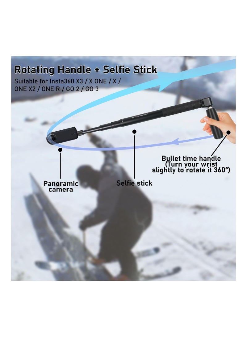 Captaintech Bullet Time Cord for Insta360 X3, 111cm / 43.7inch Invisible Selfie Stick Extended Cord Rotatable Handle for Insta360 X3/ GO 3/ ONE X2/  ONE R/ ONE X/ ONE/ GO 2 Camera Accessories - Image 3