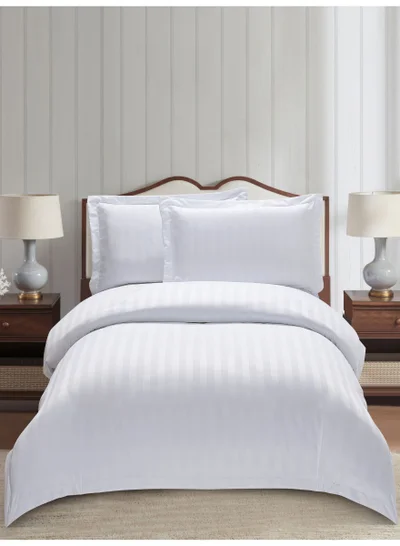 دوناتيلا Striped Comforter Set, Single Size Fits 140x200 cm, 5-Piece Hotel Bedding with 350 GSM Filling – Comforter, Comforter Cover, Fitted Sheet, Pillowshams.