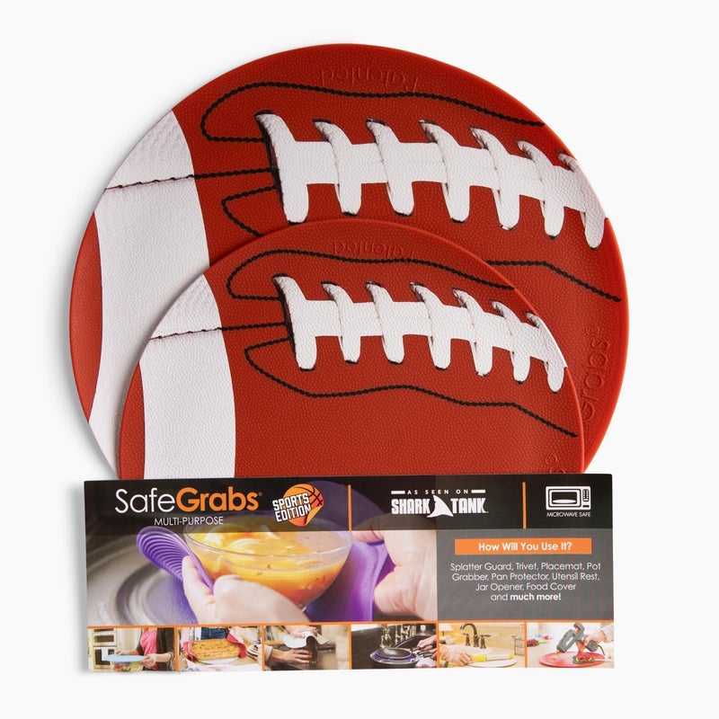 Safe Grabs : Original Microwave Mat as Seen on Shark Tank | Splatter Guard, Trivet, Hot Pad, Pot Holder, Minimize Mess (BPA Free, Heat Resistant, Dishwasher Safe), Football - Image 1