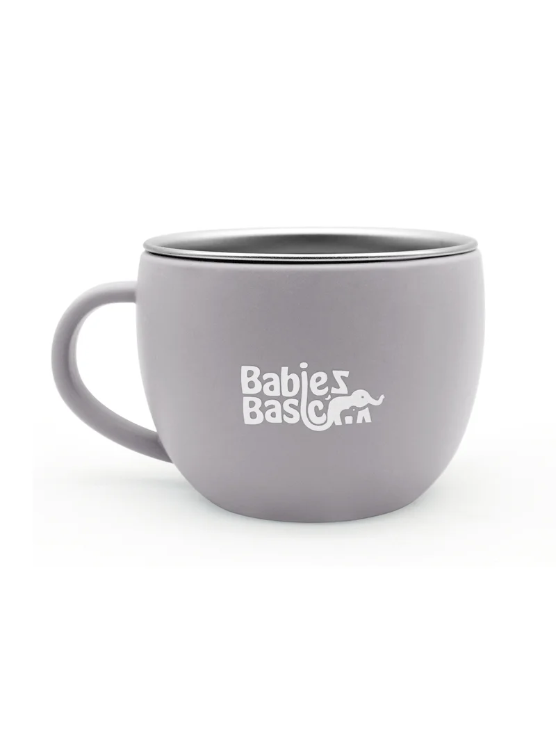 Babies Basic Babies Basic Stainless Steel Cup with Silicone Sleeve for Kids, Gray