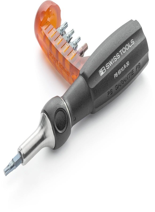 PB Swiss Tools Insider 3 - Ratcheting Universal 1/4" bit holder with 10 PrecisionBits in the handle - Image 2