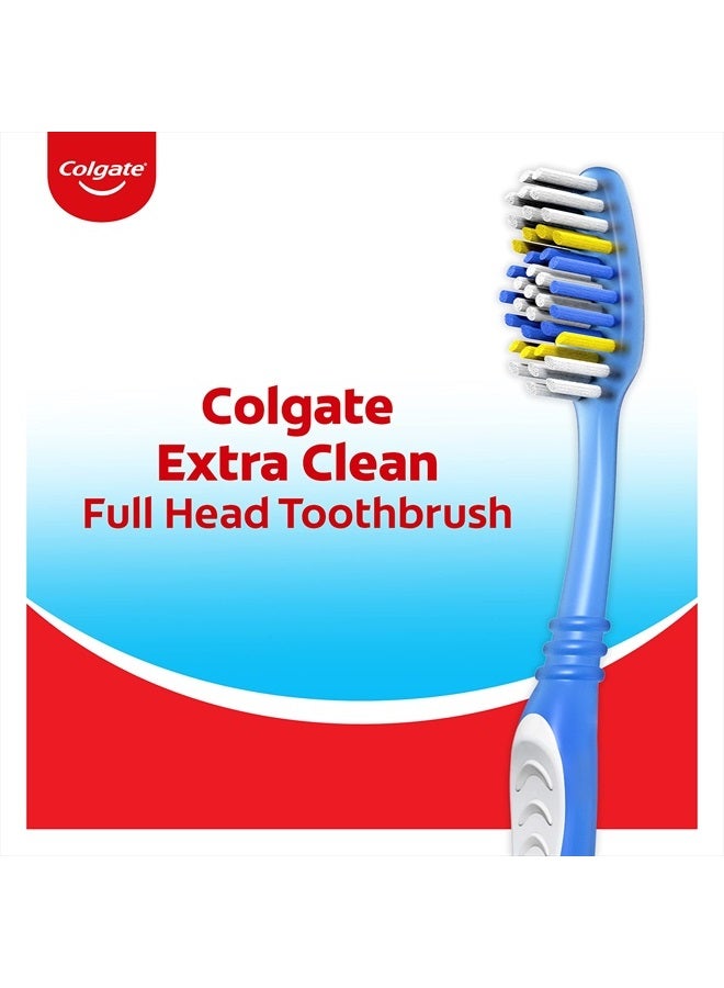Colgate Extra Clean Toothbrush, Soft Toothbrush for Adults, 3 Count (Pack of 1) - Image 2