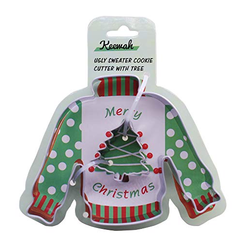 Keewah 4 inch Ugly Sweater Cookie Cutter with Mini Christmas Tree - 4” sweater and 1.4” tree - Stainless Steel - Image 4