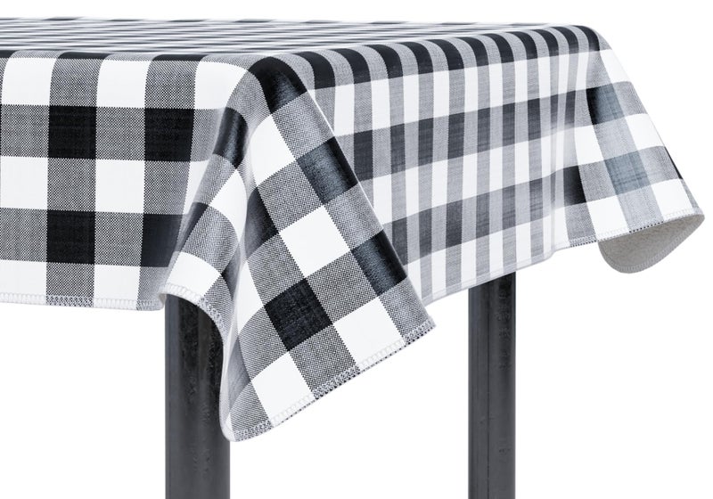 Sorfey Sorfey Tablecloth  Vinyl with Flannel Back 60x84 Rectangle Water Proof Easy to Clean Checked Black Design 