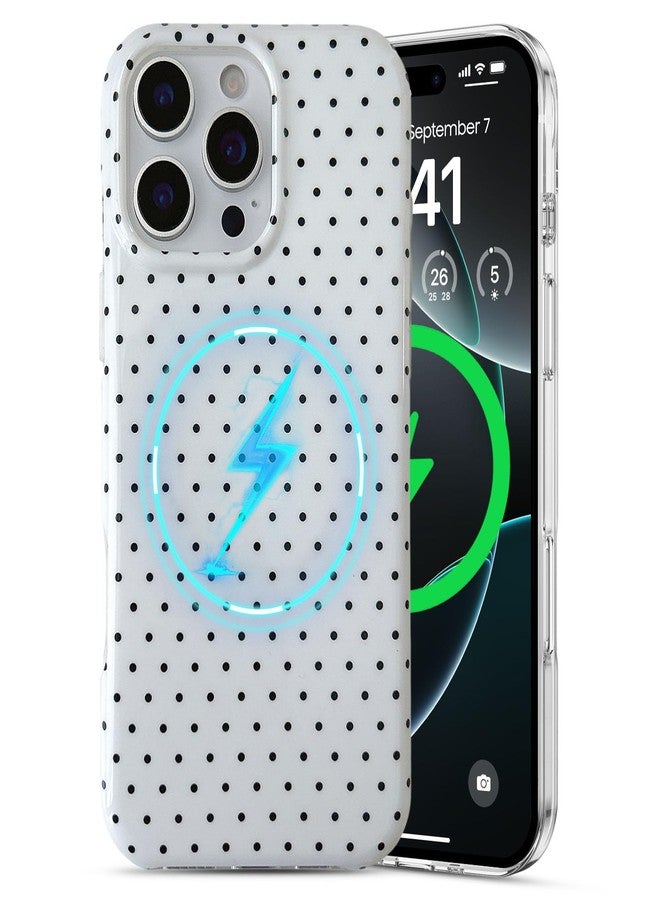 EYZUTAK Magnetic for iPhone 15 Pro Max Case Compatible with MagSafe, Fashion Cute Polka Dot Phone Case Simple Chic Aesthetic Polka Dot Pattern Slim TPU Protective Cover for Women Girls - White - Image 1