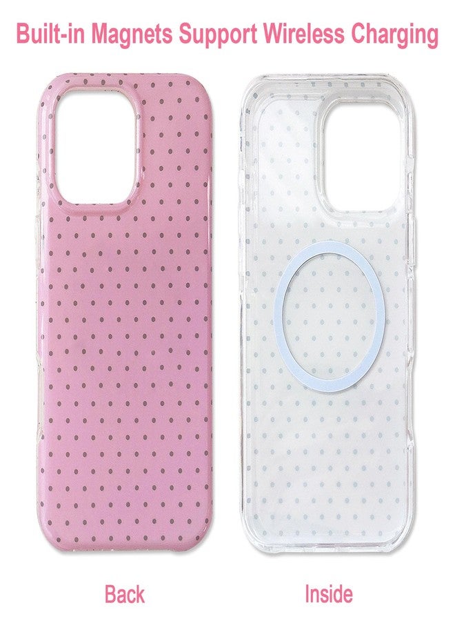 EYZUTAK Magnetic for iPhone 15 Pro Max Case Compatible with MagSafe, Fashion Cute Polka Dot Phone Case Simple Chic Aesthetic Polka Dot Pattern Slim TPU Protective Cover for Women Girls - White - Image 2