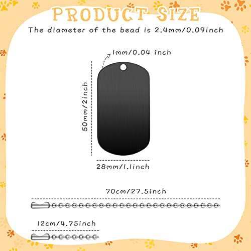 Yinkin 200 Pcs Personalized Military Dog Tags Set Including 100 Pcs Aluminum Blank Dog Tags for Engraving 100 Ball Steel Chain Rectangle Metal Blank Stamping Label for DIY Craft(Black) - Image 2