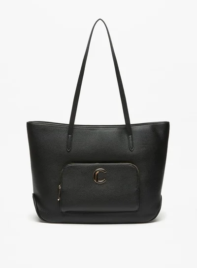 لو كونفورت Le Confort Solid Tote Bag with Front Pocket and Zip Closure