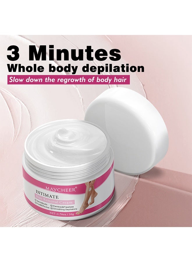 مايتشير كريم إزالة الشعر الحميمي 50 جم، كريم إزالة الشعر الخالي من الألم والمثالي للمناطق الحساسة، العانة، البيكيني، الجسم، الساقين، وتحت الإبطين، صيغة حساسة لجميع أنواع البشرة، طويل الأمد وسريع المفعول - Image 3