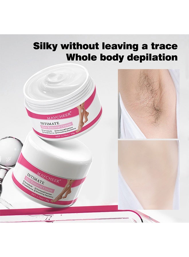 مايتشير كريم إزالة الشعر الحميمي 50 جم، كريم إزالة الشعر الخالي من الألم والمثالي للمناطق الحساسة، العانة، البيكيني، الجسم، الساقين، وتحت الإبطين، صيغة حساسة لجميع أنواع البشرة، طويل الأمد وسريع المفعول - Image 2