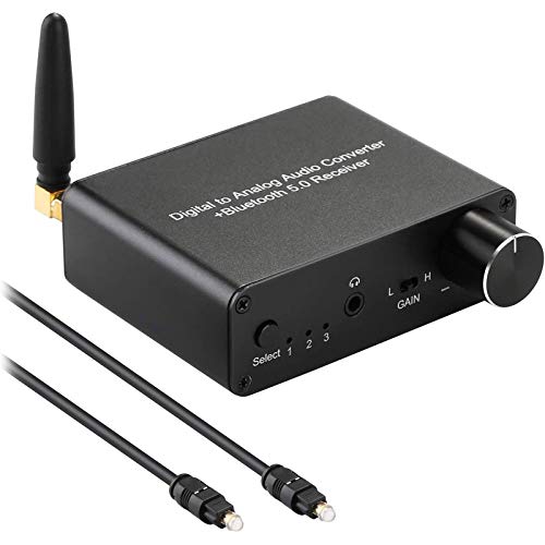 Mypin 192kHz Digital to Analog Converter Bluetooth 5.0 Receiver DAC with 16-300Ω Headphone Amplifier Optical/Coaxial to RCA 3.5mm Audio Output with Volume Control for TV Phone Tablet (Normal, Basic) - Image 1