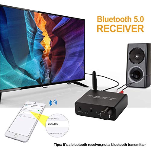 Mypin 192kHz Digital to Analog Converter Bluetooth 5.0 Receiver DAC with 16-300Ω Headphone Amplifier Optical/Coaxial to RCA 3.5mm Audio Output with Volume Control for TV Phone Tablet (Normal, Basic) - Image 3