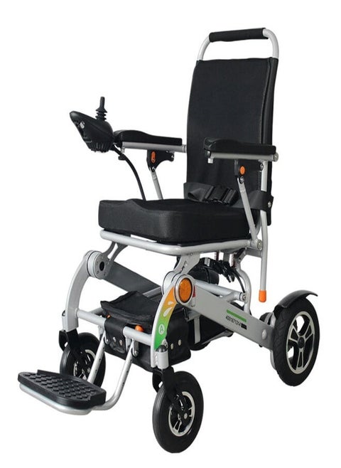 SUNCART EW-03 Lightweight Foldable Electric Wheelchair with Handbrake and Detachable Pedal Motorized Wheelchair for Disabled People - Silver
