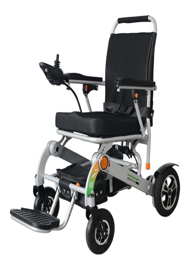 SUNCART EW-03 Lightweight Foldable Electric Wheelchair with Handbrake and Detachable Pedal Motorized Wheelchair for Disabled People - Silver
