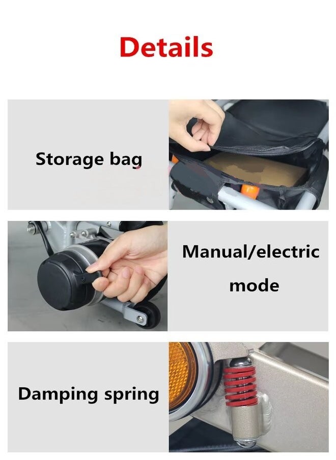 SUNCART EW-03 Lightweight Foldable Electric Wheelchair with Handbrake and Detachable Pedal Motorized Wheelchair for Disabled People - Silver