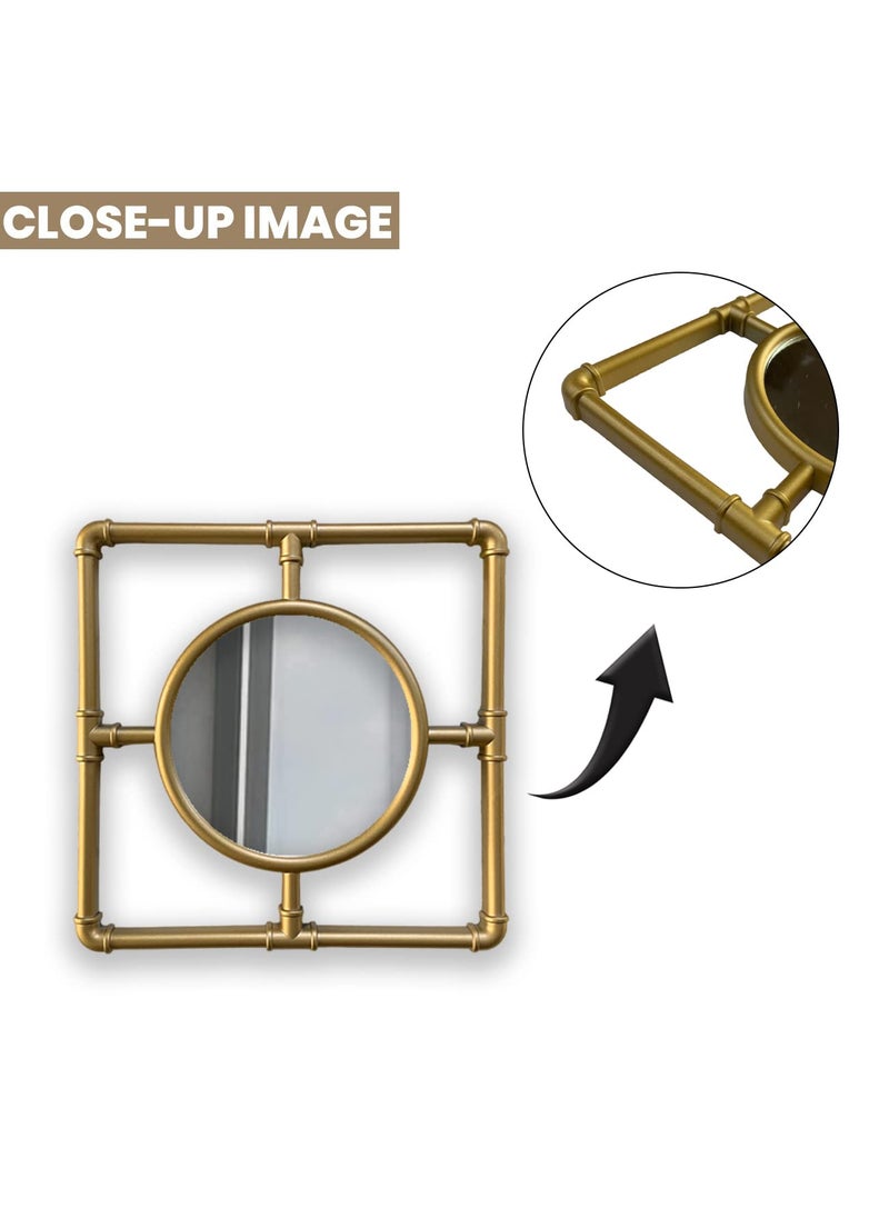 Art Street Art Street Arianda Square Wall Mirror Square Shape Golden Decorative Wall Mirror for Home Décor (24 x 24 Cm) - Set of 2  - Image 3