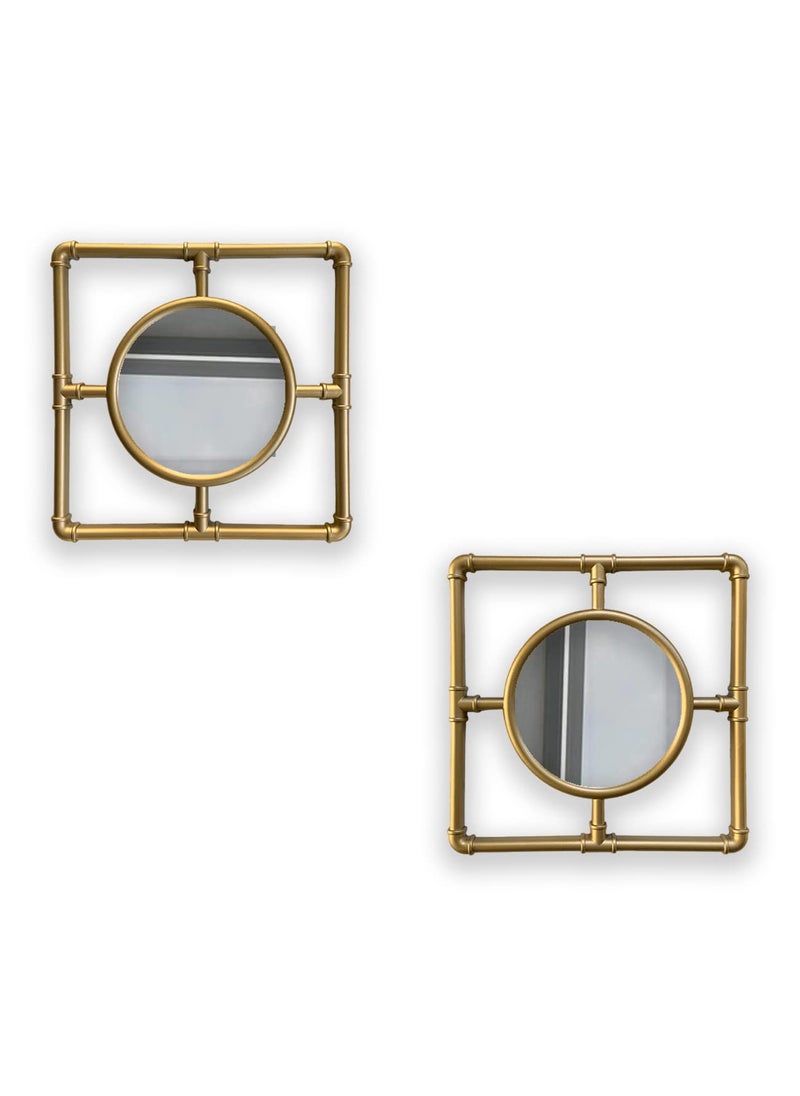 Art Street Art Street Arianda Square Wall Mirror Square Shape Golden Decorative Wall Mirror for Home Décor (24 x 24 Cm) - Set of 2  - Image 2
