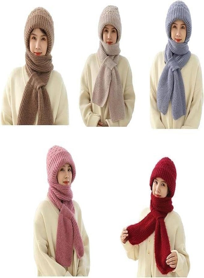 DROXNIX Winter Woolen Cap with Scarf Set for Women | Warm Knitted Beanie Cap & Muffler Combo | Soft Stretchable Cold Weather Headwear - Image 2