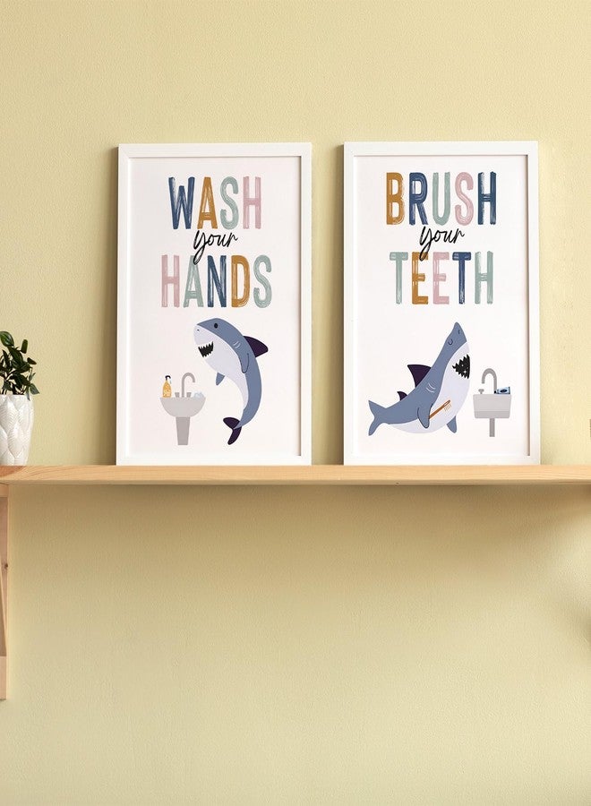 JXREQ Shark Bathroom Decor, Cute Sharks Kids Bathroom Posters Wall Art Prints for Nursery Kid Room, 8x10 Inch Unframed Set of 4 - Image 5