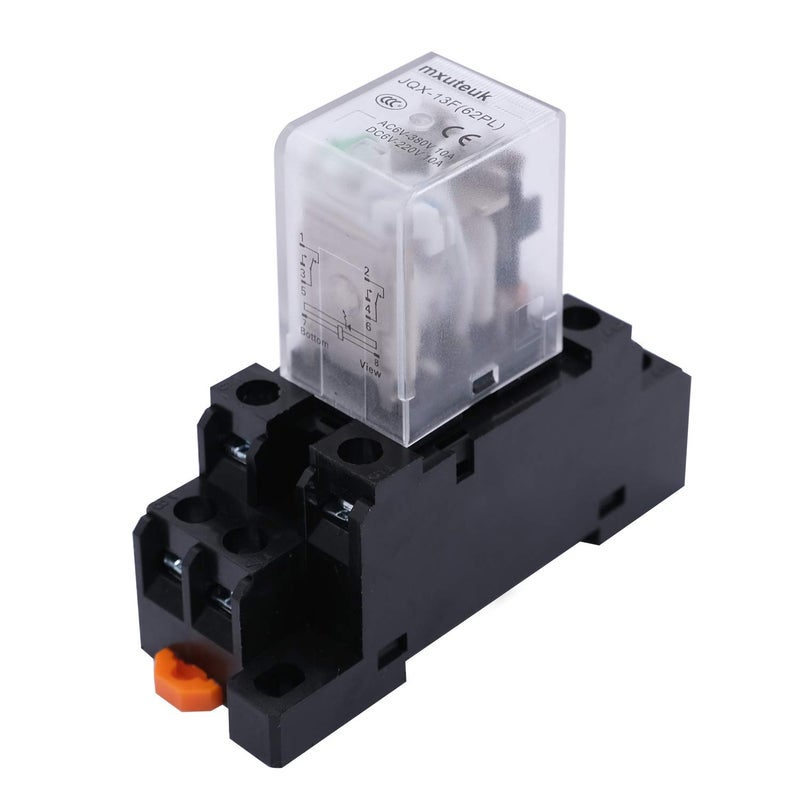 mxuteuk 2pcs JQX-13FL AC 220V/240V Coil 8 Pin 10A DPDT LED Indicator Electromagnetic Power Relay, with Base, with DIN Rail Slotted Aluminum - Image 3
