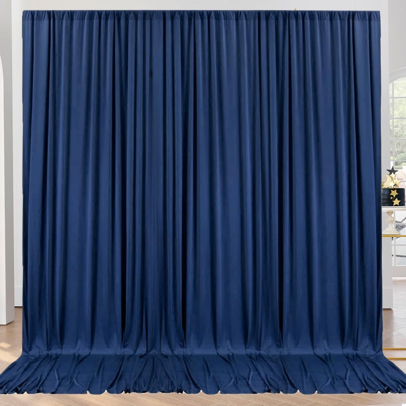 NSSONBEN 10ft x 10ft Wrinkle Free Navy Blue Backdrop Curtains Panels, 2 Panels 5x10ft Silky Polyester Photo Backdrop Drapes for Birthday Wedding Party Graduation Photography Background - Image 1