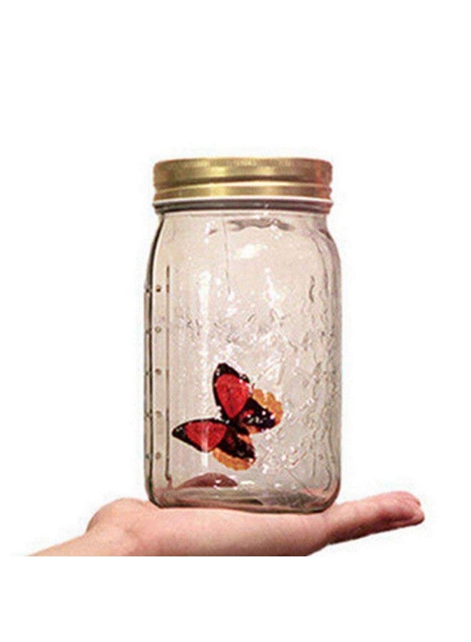 N.C Butterfly in a Glass Jar, Hsxxf LED Lamp Jar Animated Butterfly in A Jar Tap to Activate Gift Decoration (Red) - Image 3