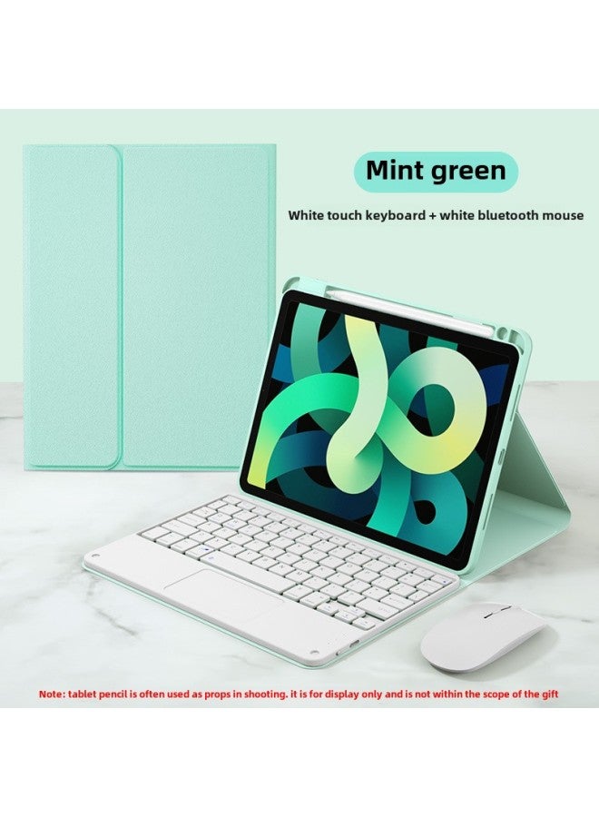 For 2022ipad10 Generation Bluetooth Keyboard Protective Cover 10.2 Touch Pad 8 With Pen Slot Air4 Tablet 10.9-Color:Mint Green +  + Send Bluetooth Mouse-Applicable Model:iPad Air5/Air4( 10.9 Inches)