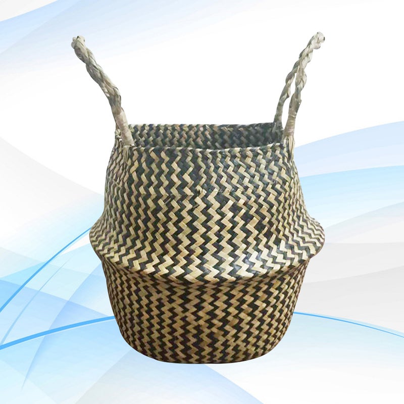 Rattan Folding Basket Seaweed Wicker Baskets Dirty Laundry Storage Basket Home Storage Simple Decoration(S) - Image 1