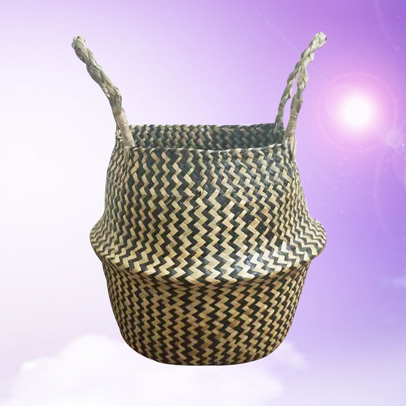 Rattan Folding Basket Seaweed Wicker Baskets Dirty Laundry Storage Basket Home Storage Simple Decoration(S) - Image 5