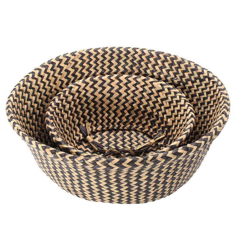 Rattan Folding Basket Seaweed Wicker Baskets Dirty Laundry Storage Basket Home Storage Simple Decoration(S) - Image 2