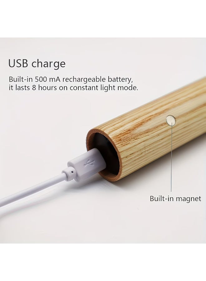 Goolsky 1pc Motion Sensor Night Light, Magnetic Wall Light, Indoor Wooden Wall Light Closet Light, Indoor LED Magnetic Portable Rechargeable Light, Decorative Light, Suitable for Corridors, Bedrooms, Closets, Tables, Staircases - Image 4