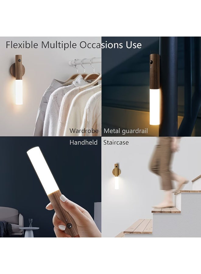 Goolsky 1pc Motion Sensor Night Light, Magnetic Wall Light, Indoor Wooden Wall Light Closet Light, Indoor LED Magnetic Portable Rechargeable Light, Decorative Light, Suitable for Corridors, Bedrooms, Closets, Tables, Staircases - Image 5