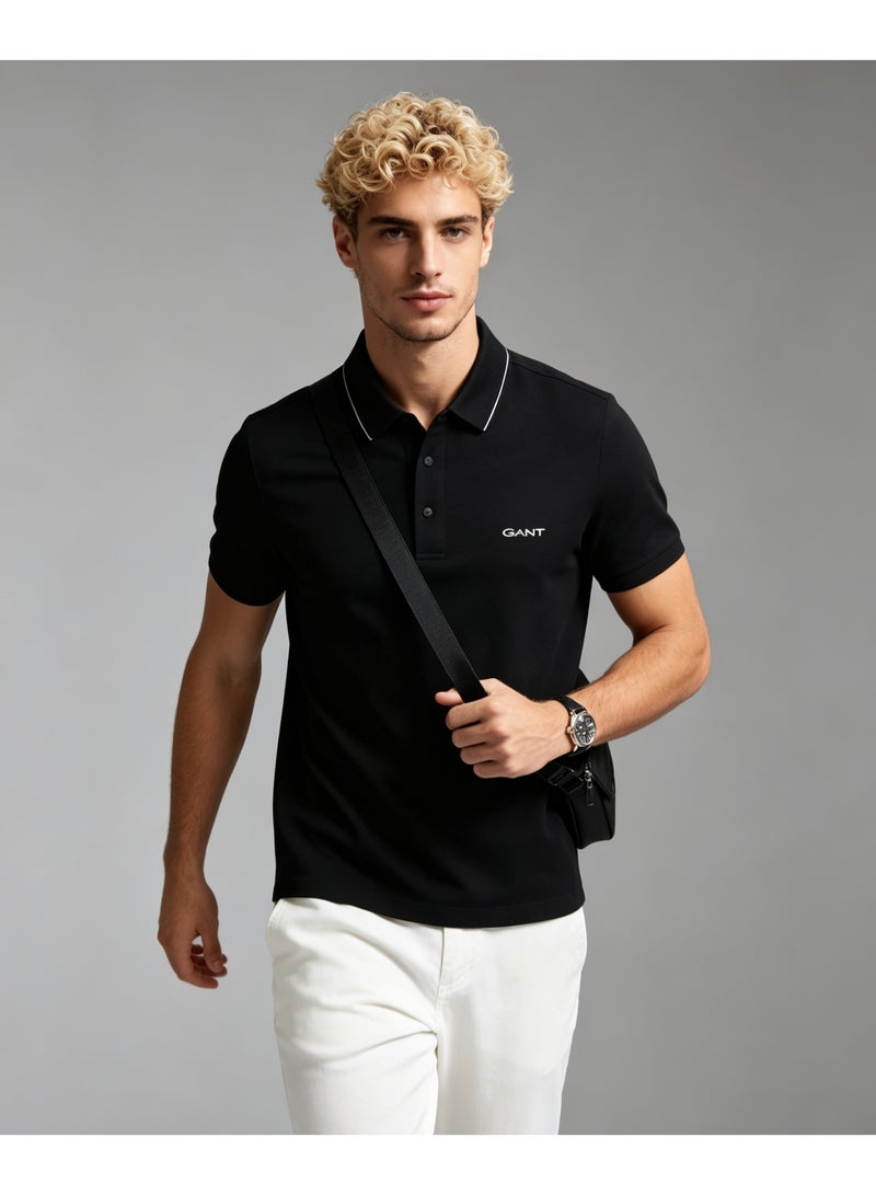 GANT Unisex Short Sleeve Collared Polo Shirt Casual Daily Wear Top Black - Image 2