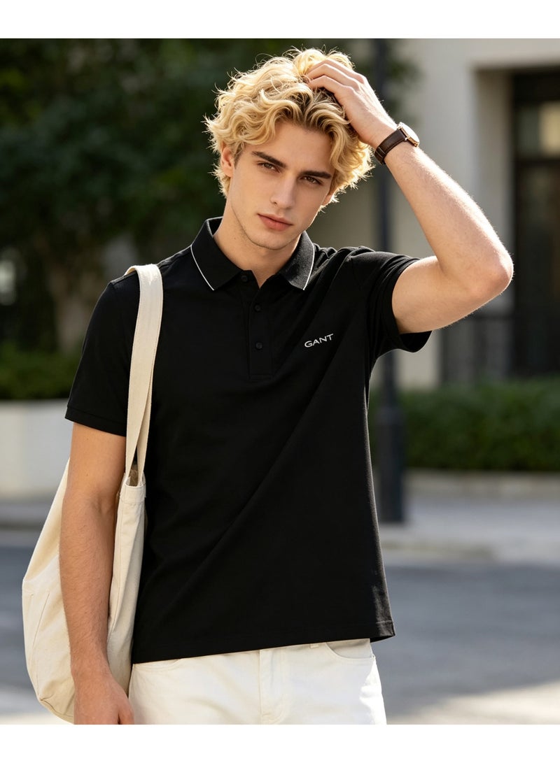 GANT Unisex Short Sleeve Collared Polo Shirt Casual Daily Wear Top Black - Image 4