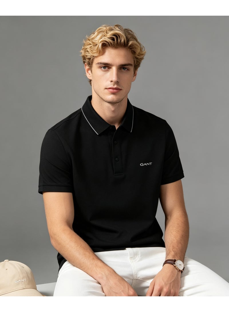 GANT Unisex Short Sleeve Collared Polo Shirt Casual Daily Wear Top Black - Image 1