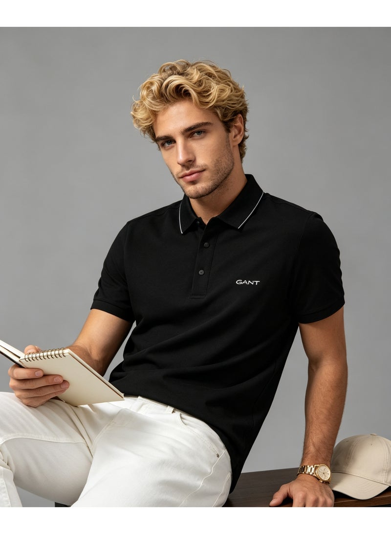 GANT Unisex Short Sleeve Collared Polo Shirt Casual Daily Wear Top Black - Image 3