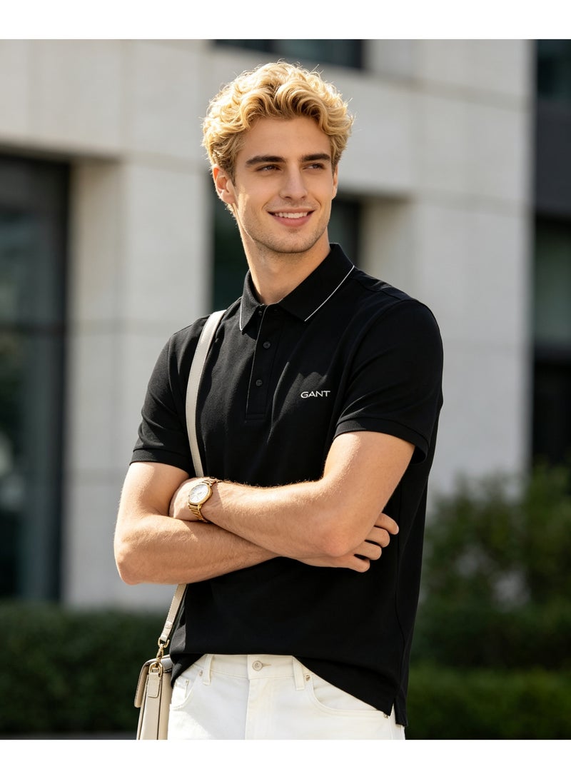 GANT Unisex Short Sleeve Collared Polo Shirt Casual Daily Wear Top Black - Image 5
