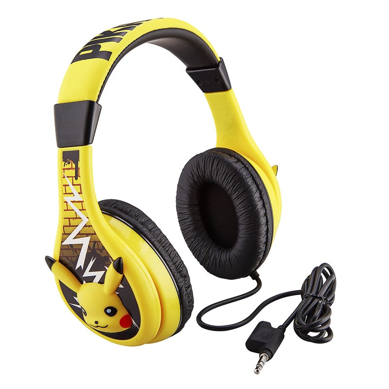 eKids Pokemon Pikachu Wired Kids Headphones, Adjustable, Stereo Sound, 3.5Mm Jack, Tangle-Free, Volume Control, Children's Headband On Ear for School Home, Travel - Image 1