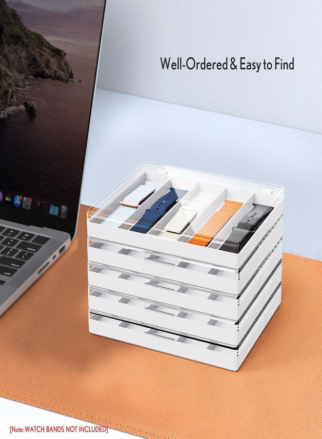 pzoz Watch Band Organizer Case for iWatch Band, Watch Band Transparent Display Holder Stand Storage Box Compatible with Apple Watch Strap and Accessories & Support Digital Storage Box Stacking - Image 4