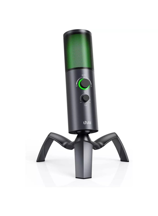 UHURU UM-1100 USB Gaming RGB Microphone with 2 Pickup Patterns, , 0-Latency Monitoring with Headphone Port, for PC, PS4/5, Perfect for Gaming, Podcasts,Conference Calls  - Image 1