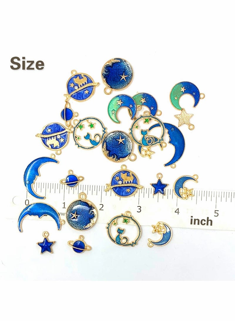 Excefore Pendant Gold Plated Enamel Cat Moon Star Celestial Charm DIY for Earrings Necklace Bracelet Jewelry Making and Crafting 1 Set (24 Pieces) - Image 2