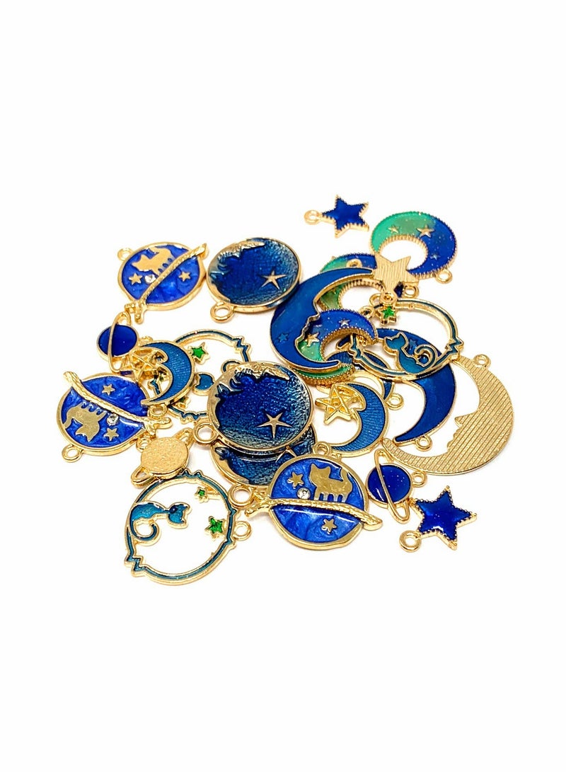 Excefore Pendant Gold Plated Enamel Cat Moon Star Celestial Charm DIY for Earrings Necklace Bracelet Jewelry Making and Crafting 1 Set (24 Pieces) - Image 5