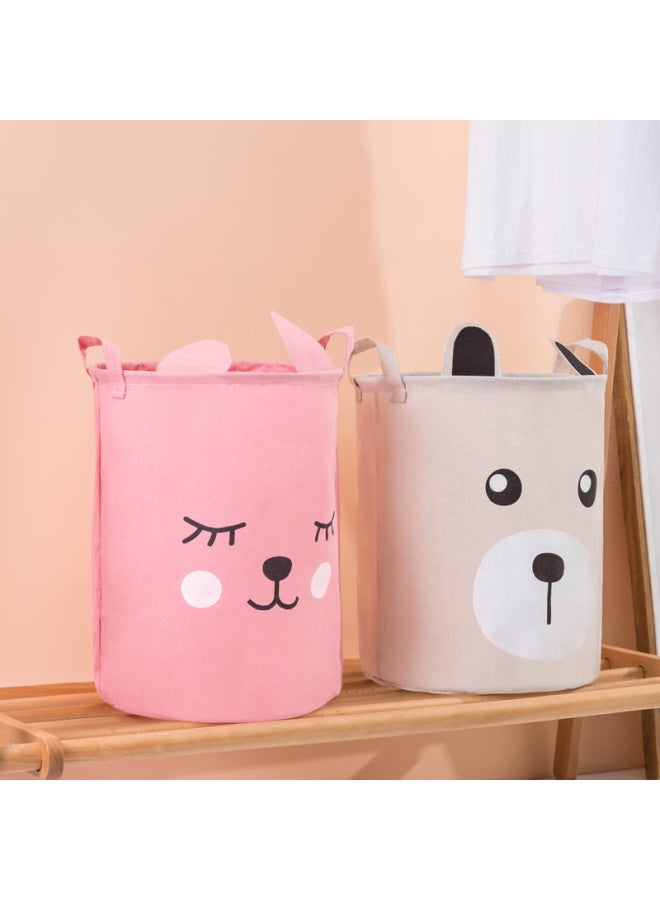 New Ear Bear Toy Storage Bag Children's Clothes Finishing Cartoon Fabric Storage Barrel Waterproof Folding 1173 - Image 2
